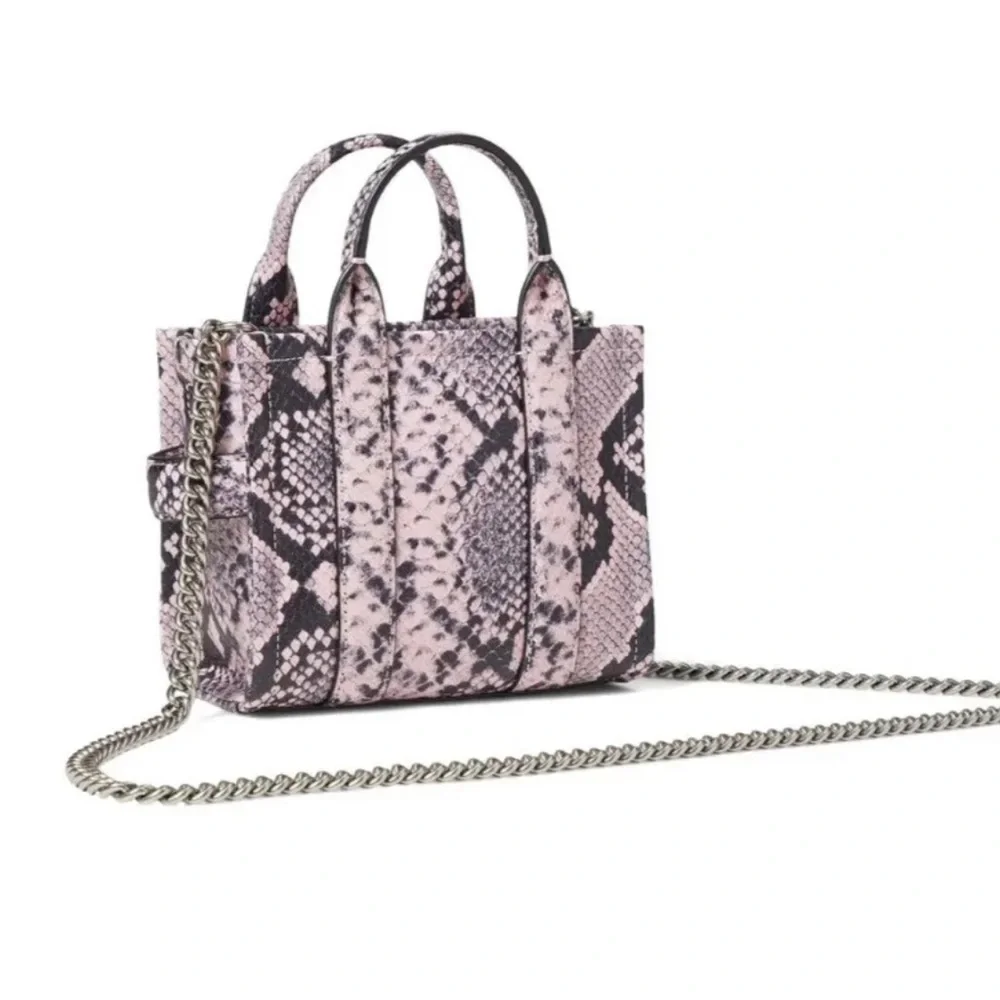 *NEW* MARC JACOBS-SNAKE EMBOSSED LEATHER MICRO TOTE COLOR BLEACHED MAUVE-MULTI - Picture 3 of 7